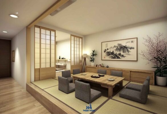 Phòng tiếp khách phong cách Japandi