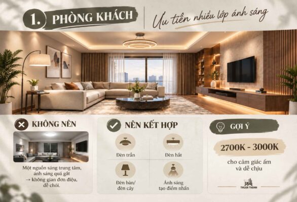 Thiết kế ánh sáng phòng khách Thiết kế ánh sáng phòng khách